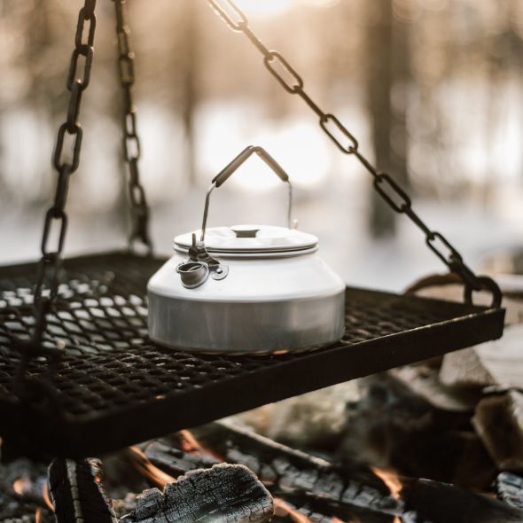 Coffee pot over fire
